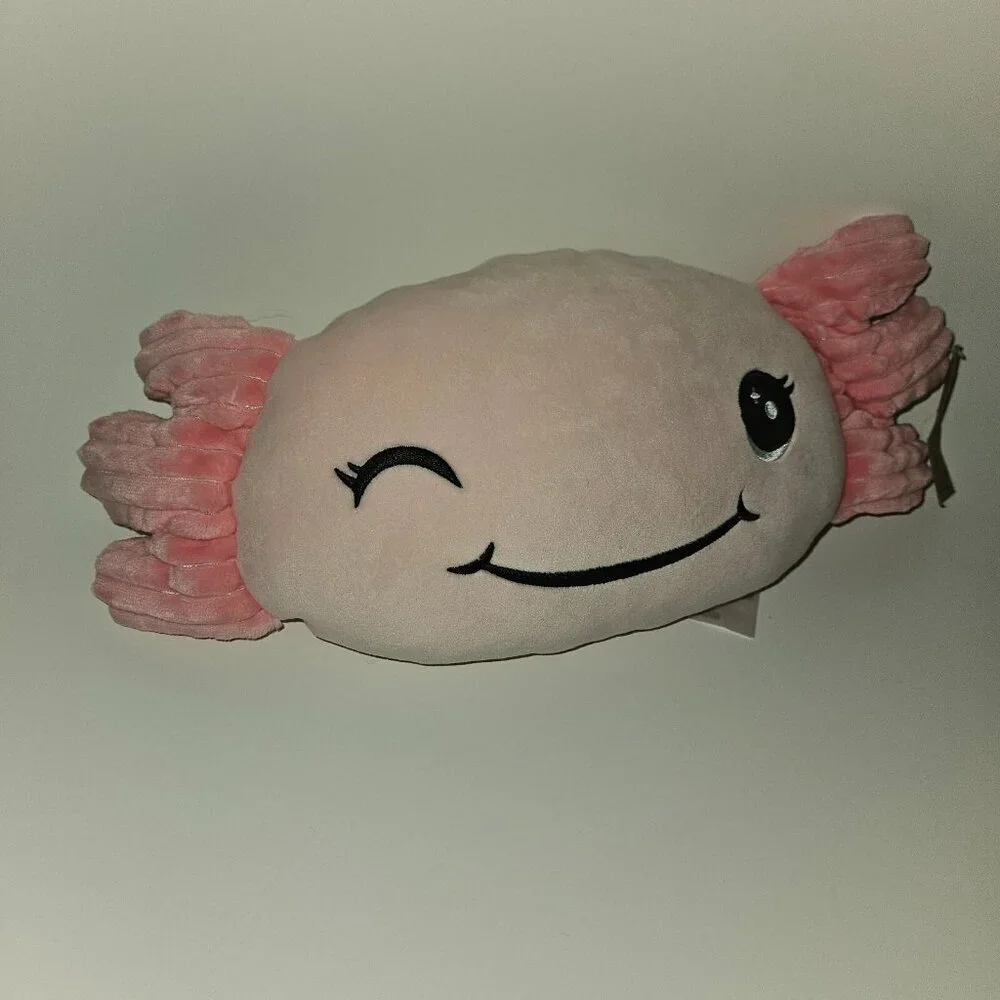Pink Winking Axolotl Plush Pillow Toy Decor Own Your Magic Little Brownie OYM